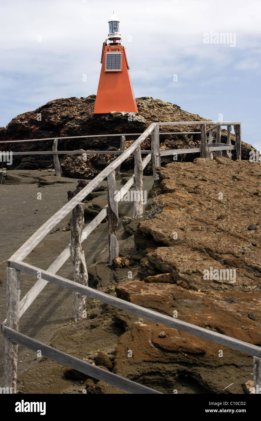 Balise lumineuse solaire - Bartolome Island - Iles Galapagos, Equateur Banque D'Images