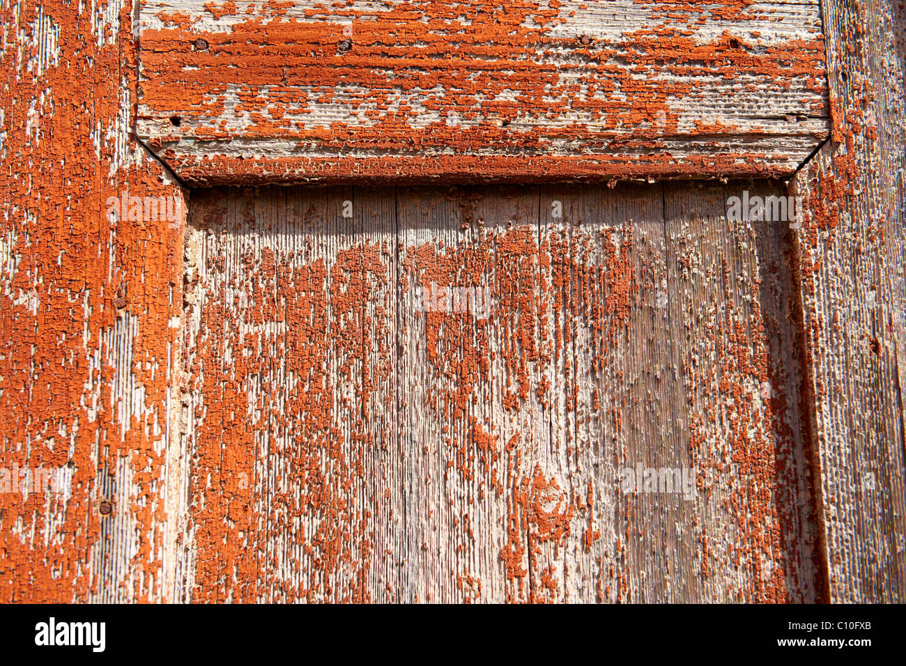 L'écaillage de la peinture orange fond close up Banque D'Images