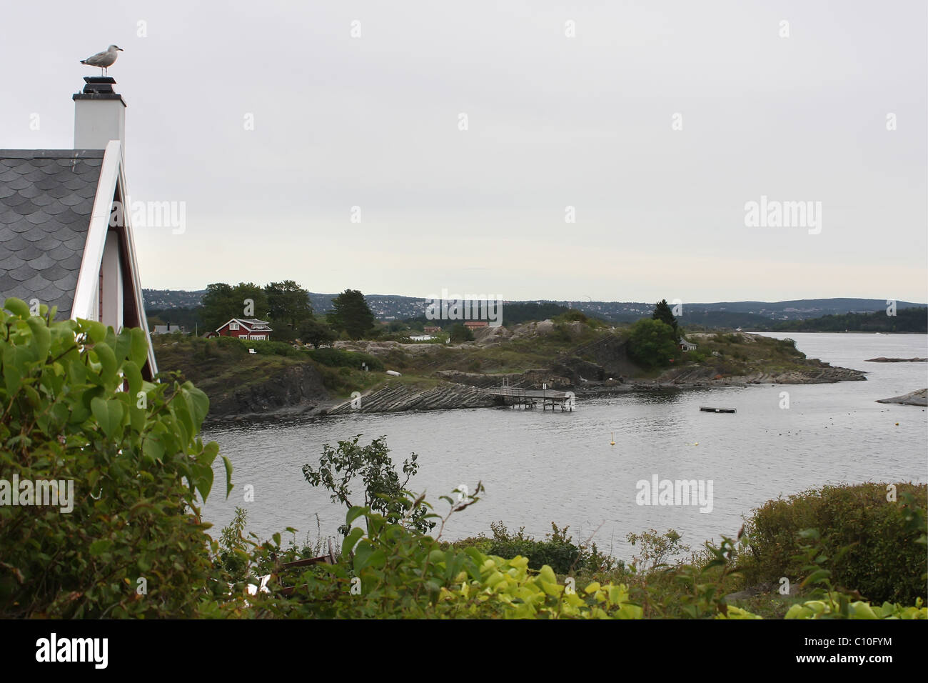 Vue sur les îles du fjord d'Oslo. La Norvège Banque D'Images