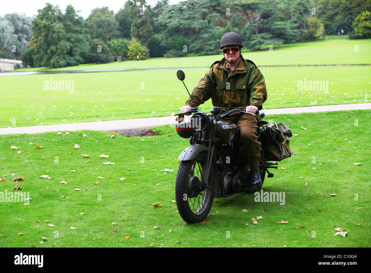 La reconstruction WW2 British Army Corps royal des transmissions de l'estafette Moto Banque D'Images