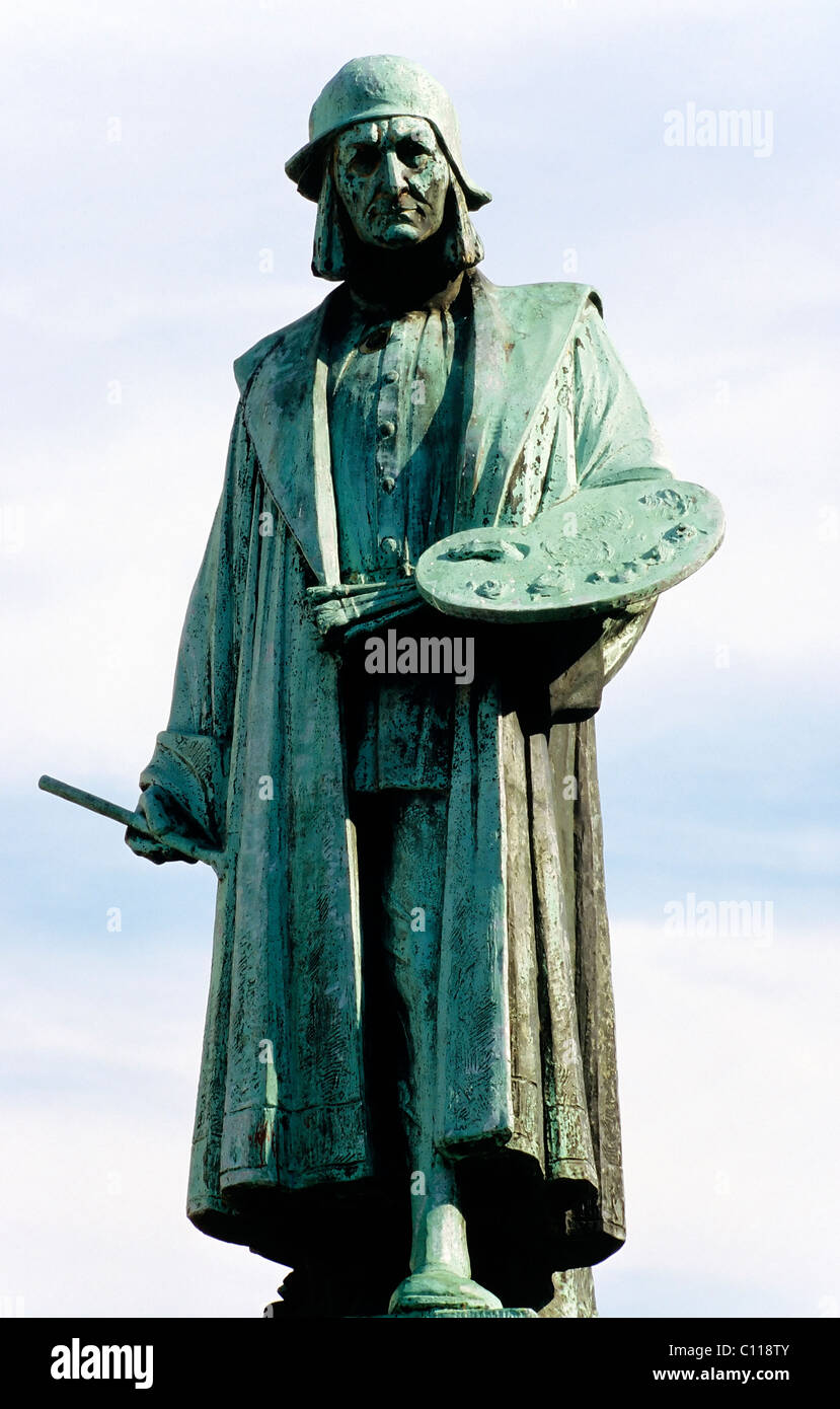 Statue du peintre Jérôme Bosch, 's-Hertogenbosch ou Den Bosch, Noord-Brabant, Pays-Bas, Europe Banque D'Images