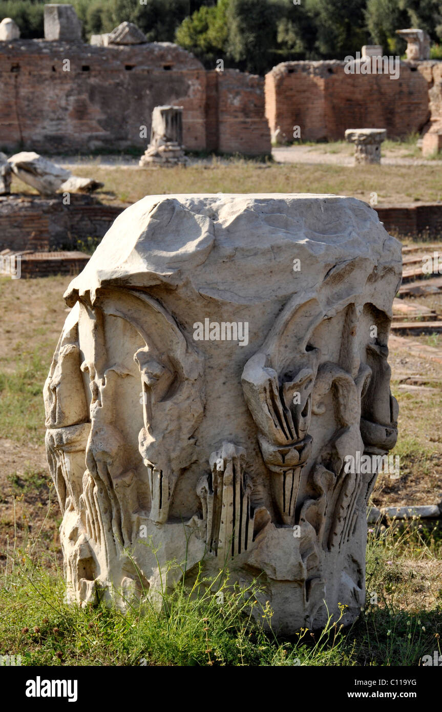 Pilier capitales, Domus Flavia, Colline du Palatin, Rome, Latium, Italie, Europe Banque D'Images