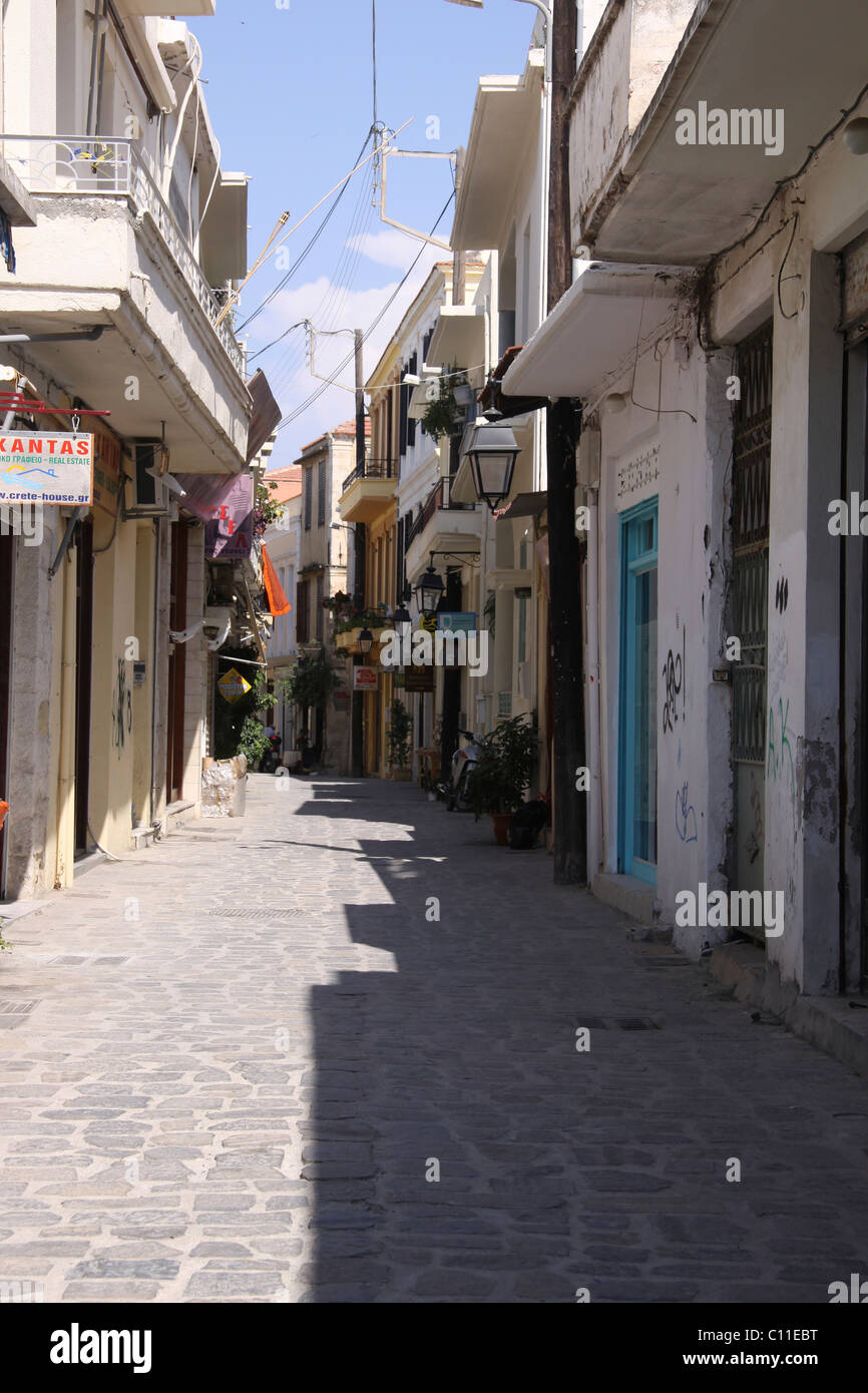 Alley, Rethymnon, Rethymno, Crète, Grèce, Europe Banque D'Images