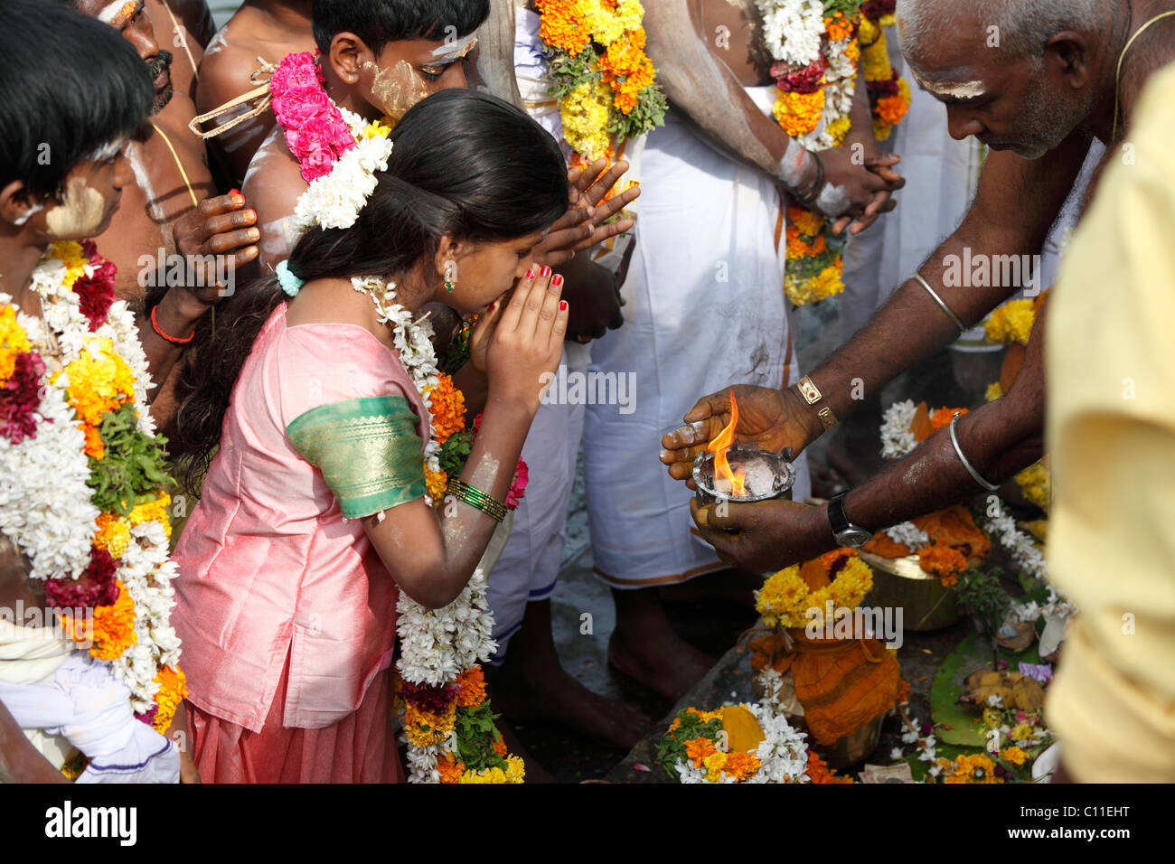 Feu Sacré, Thaipusam festival à Mumbai, Chennai, Tamil Nadu, Inde du Sud, Inde, Asie Banque D'Images