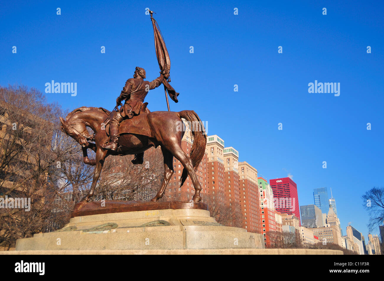 Le général John A. Logan statue dans la section sud de la Grant Park face à south Michigan Avenue. Chicago, Illinois, USA. Banque D'Images