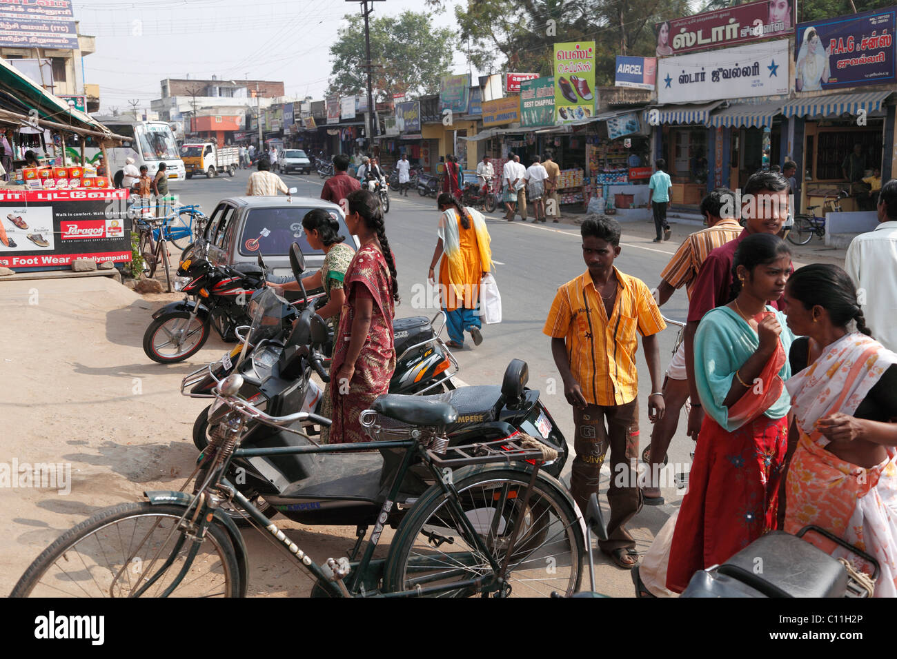 Le paysage urbain de Punjaipuliampatti, Tamil Nadu, Tamilnadu, Inde du Sud, Inde, Asie du Sud, Asie Banque D'Images