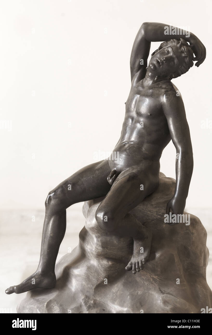Statue Satyr couchage Musée Archéologique National de Naples Italie Banque D'Images