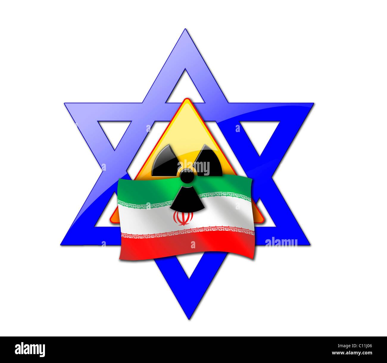 Image symbolique, conflit qui oppose l'Iran, Israël et l'Organisation des Nations Unies, la communauté internationale Banque D'Images