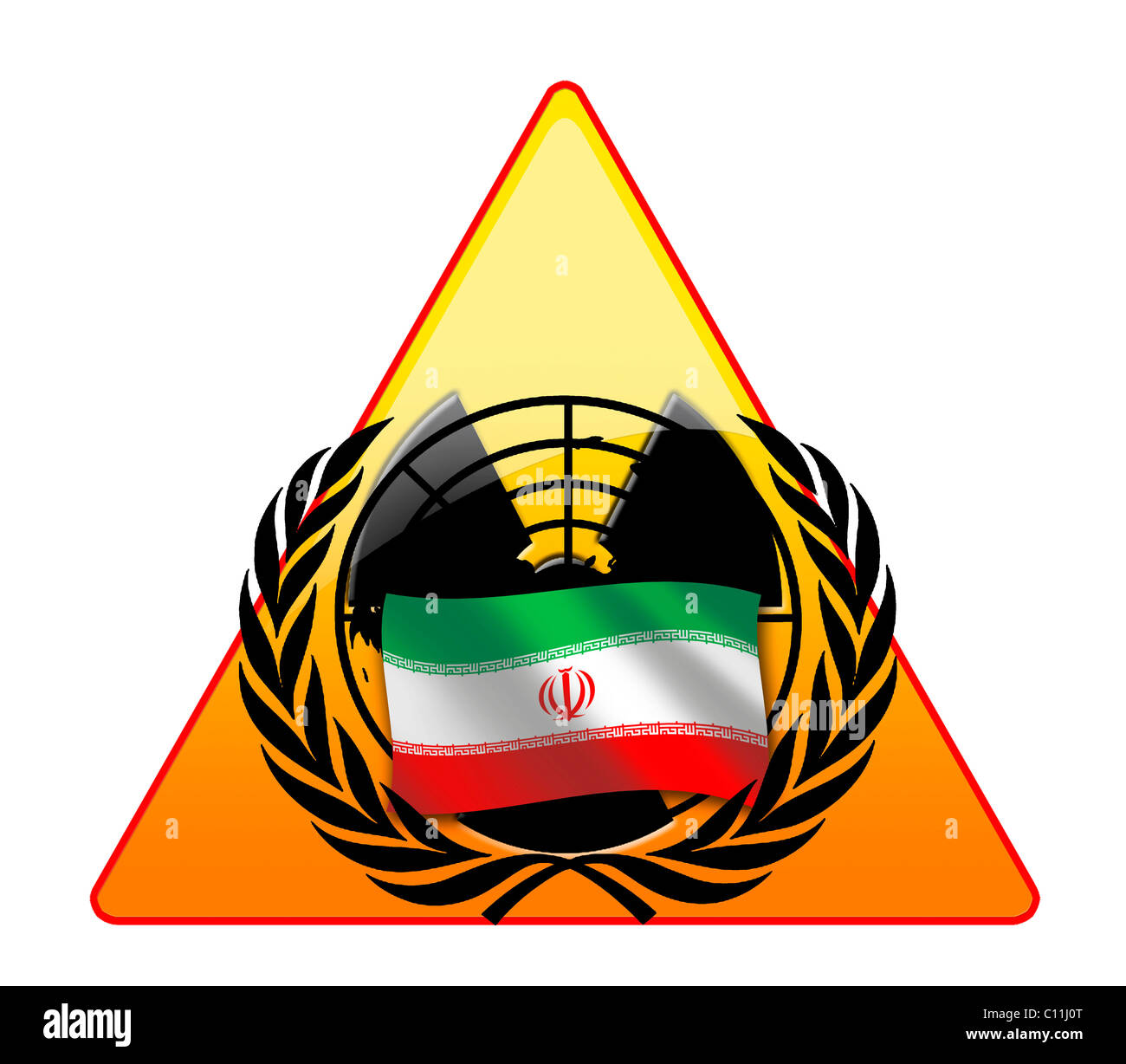 Image symbolique, conflit qui oppose l'Iran et l'Organisation des Nations Unies, la communauté internationale Banque D'Images