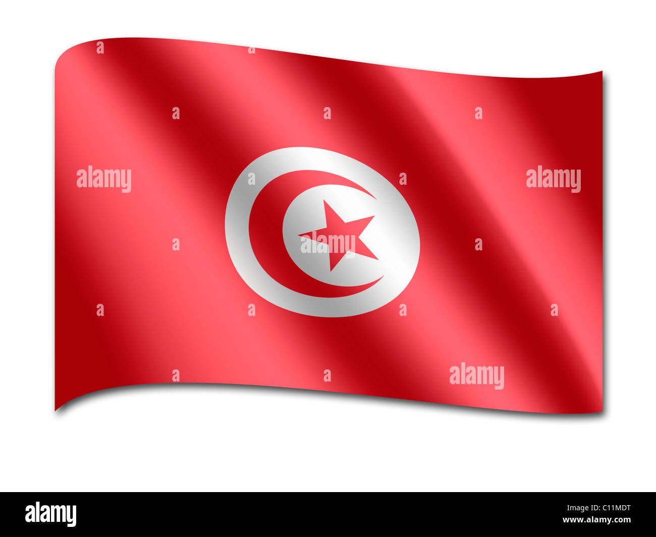 Drapeau de la Tunisie Banque D'Images