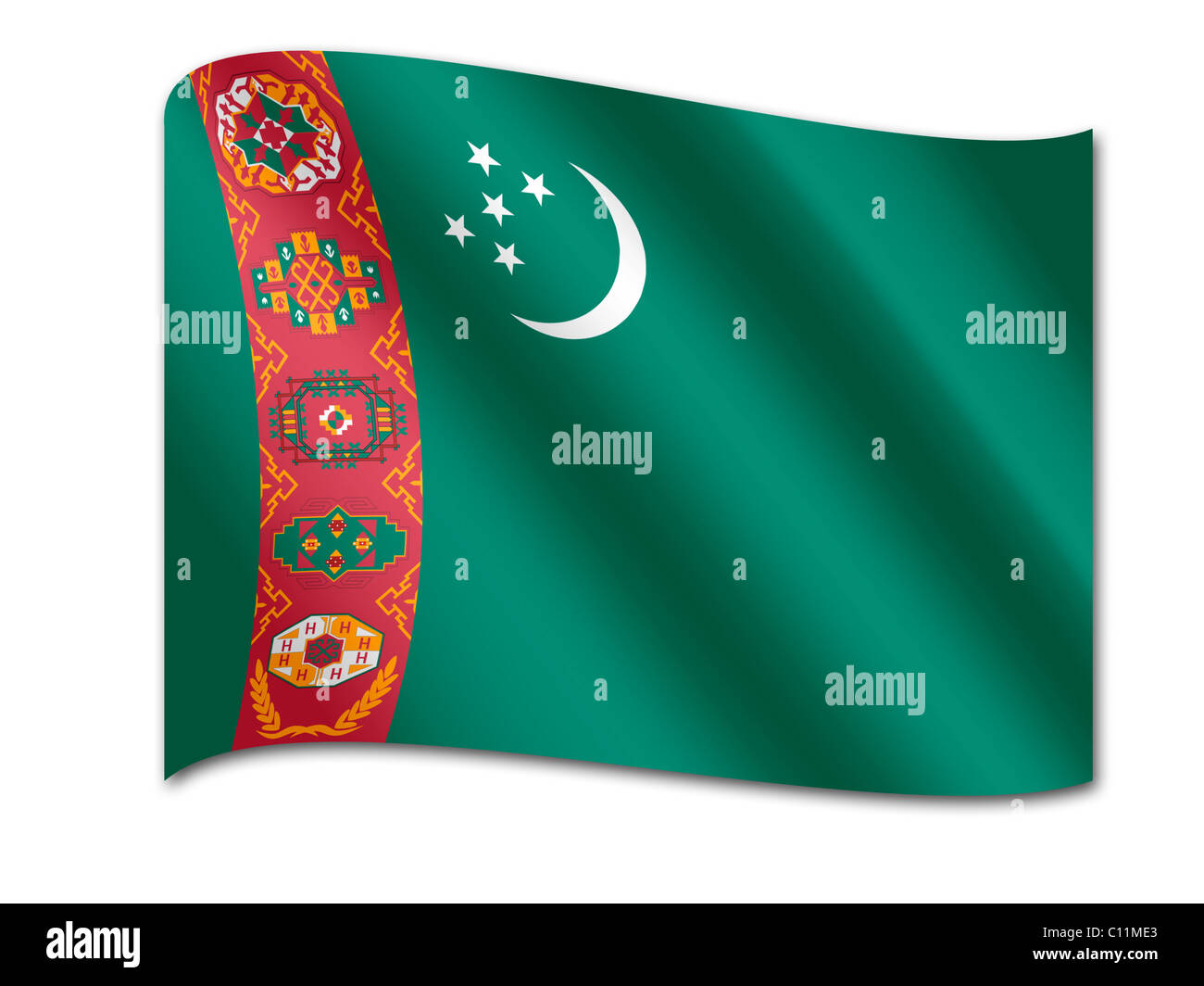 D'un drapeau du Turkménistan Banque D'Images