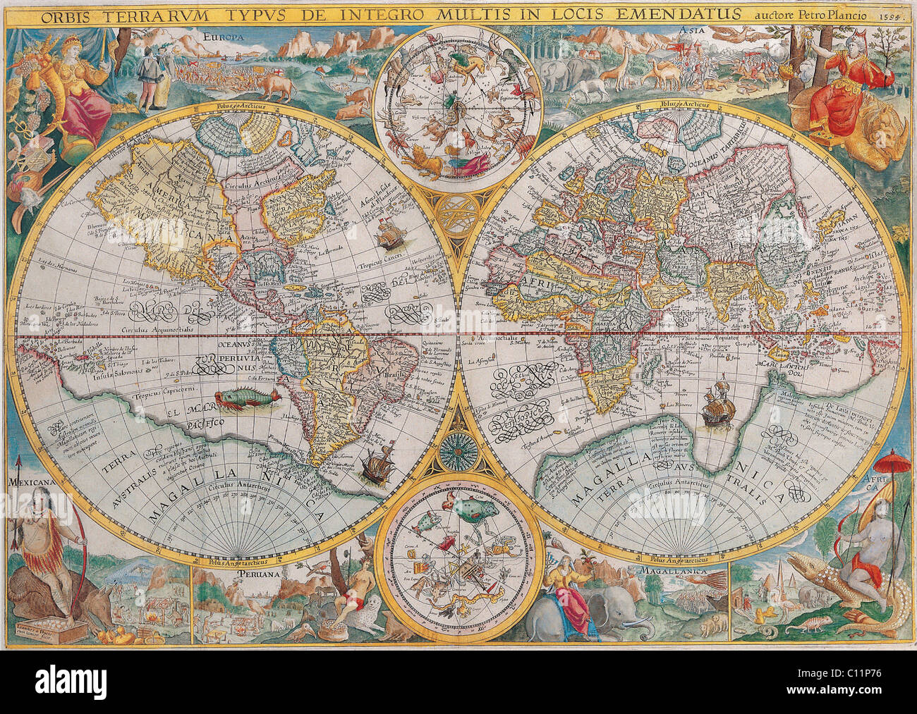 Ancienne carte du monde Banque D'Images