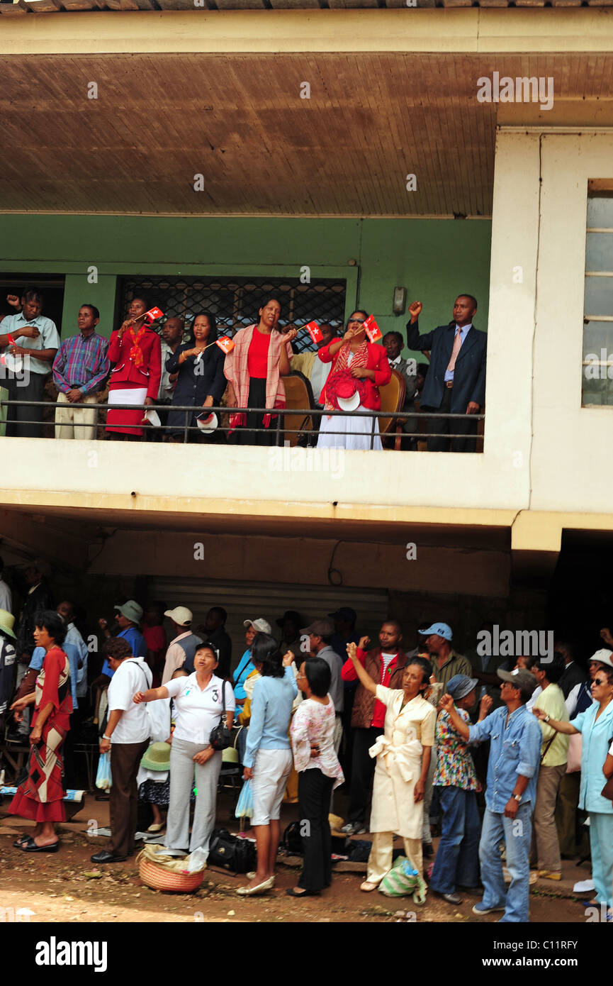 Madagascar, Antananarivo, manifestation pacifique chambre d'ex président malgache Albert Zafy contre la transition actuelle de la HAT Banque D'Images