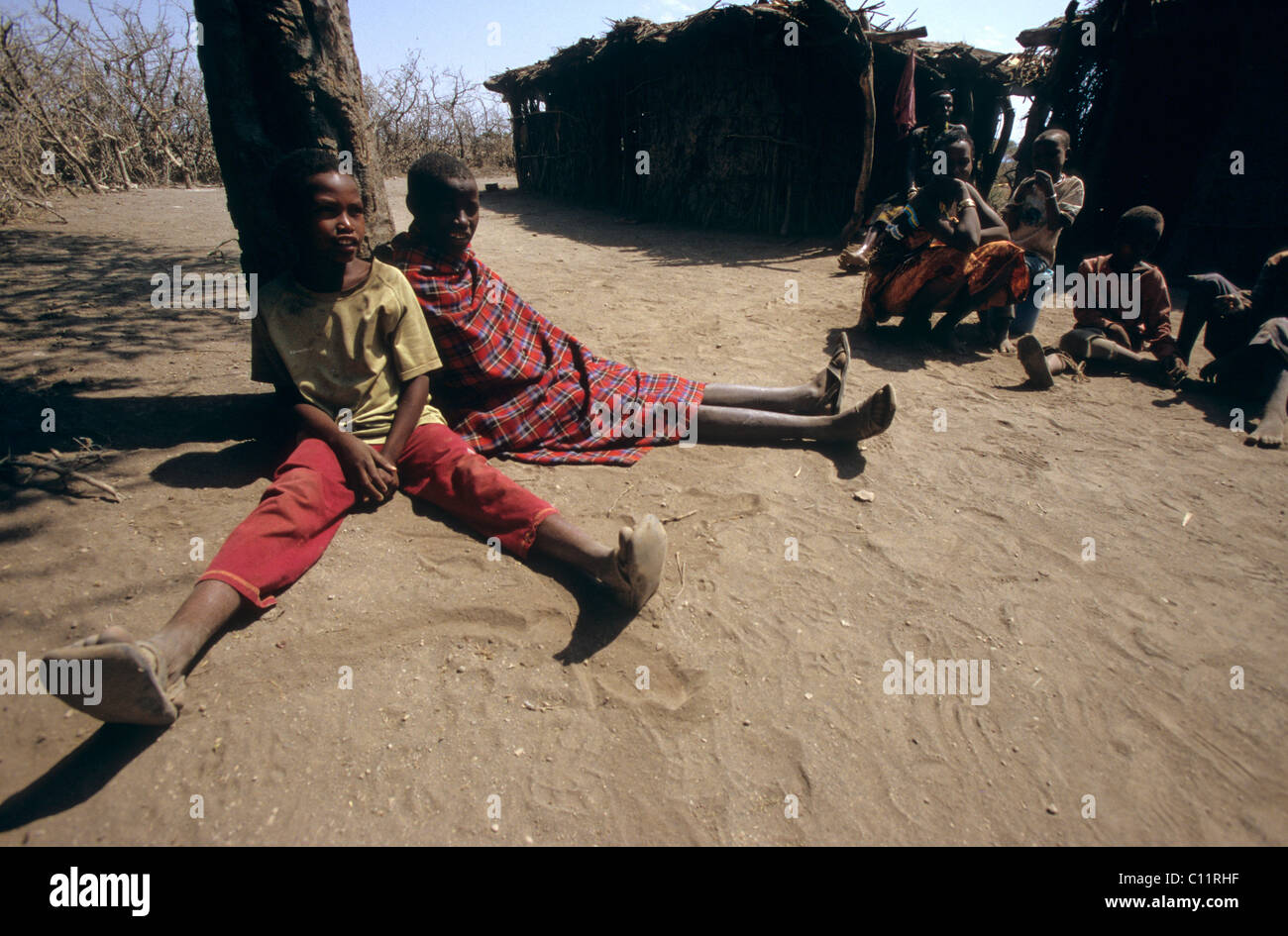 Datoogas village, Tanzanie Banque D'Images