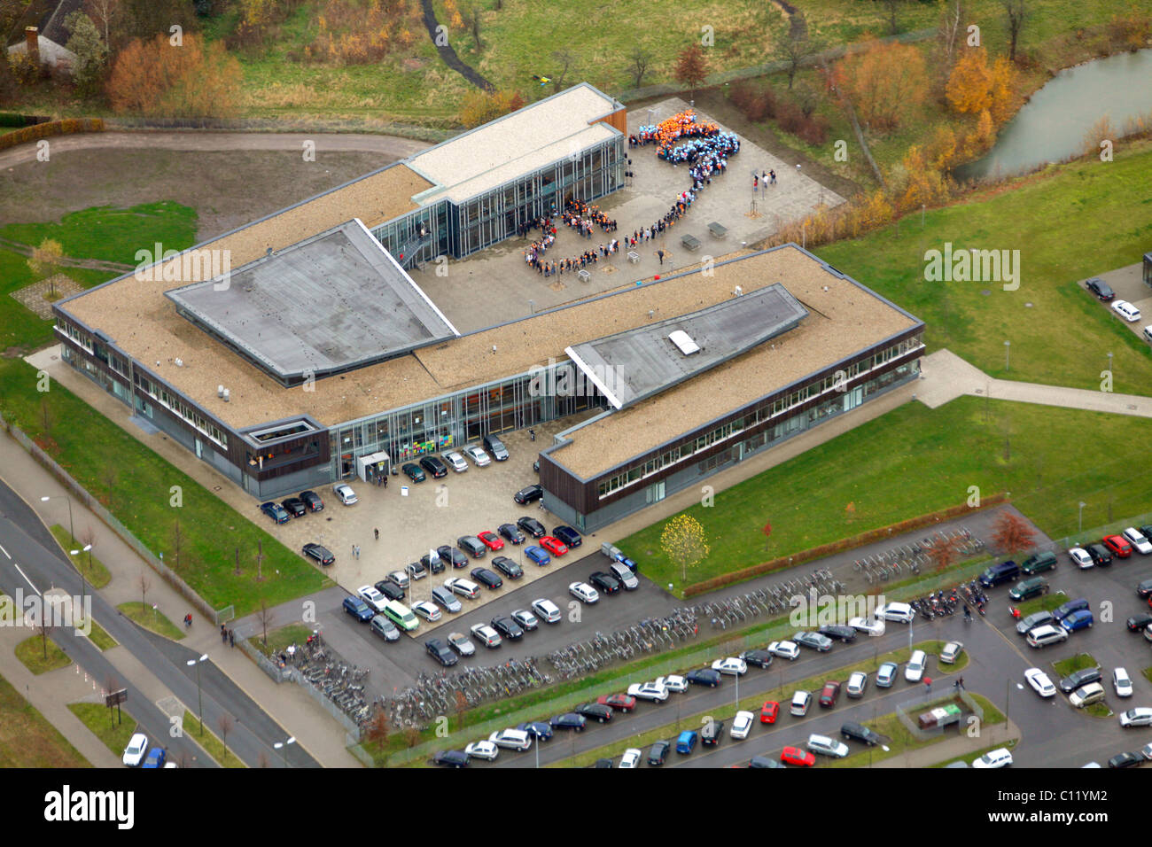 Par antenne, la construction d'écoles, Konrad-Adenauer-Realschule KAR, Hamm, Ruhr, Nordrhein-Westfalen, Germany, Europe Banque D'Images