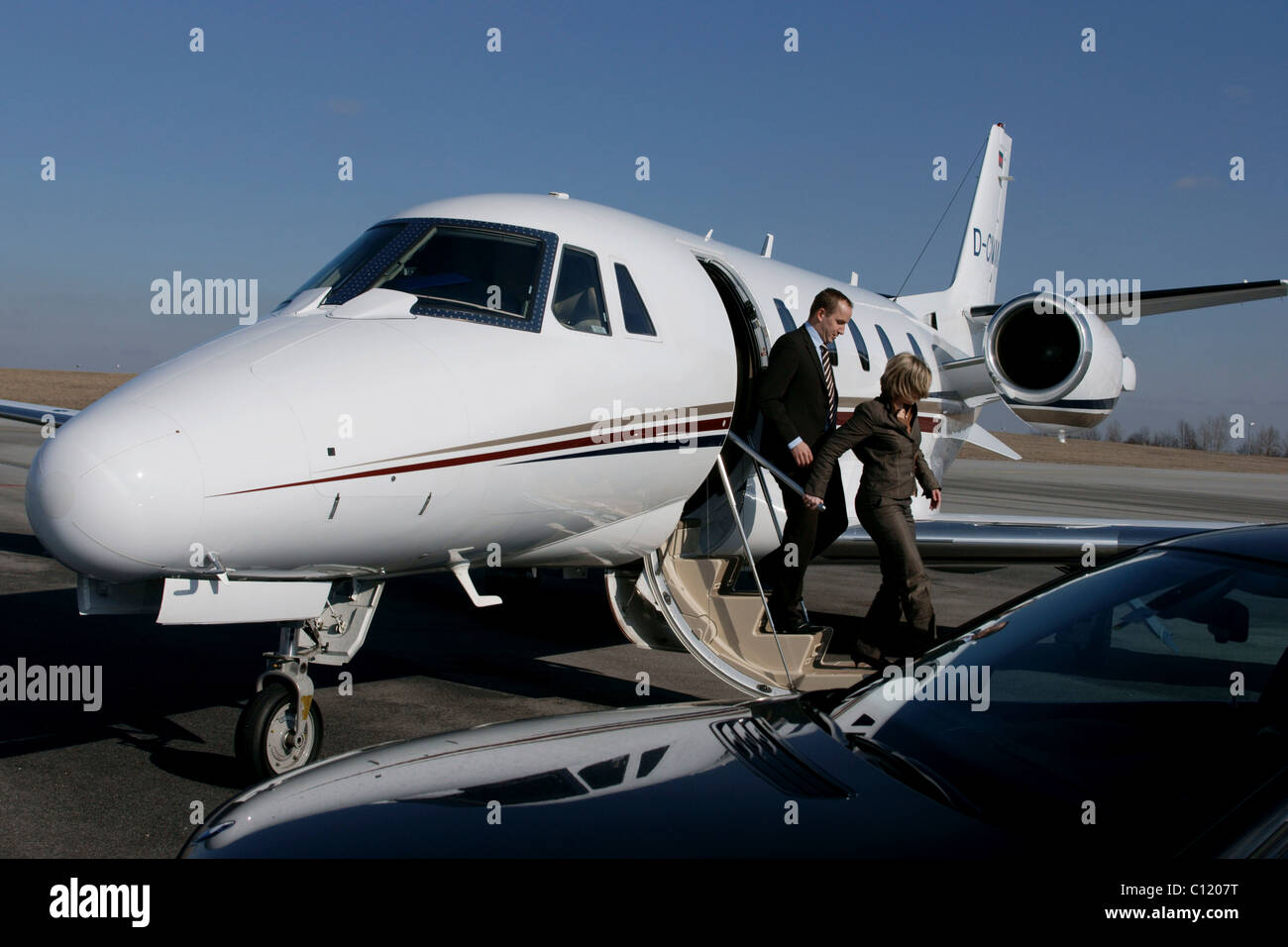 Jet d'affaires, voyages d'affaires, avion, aéroport Banque D'Images