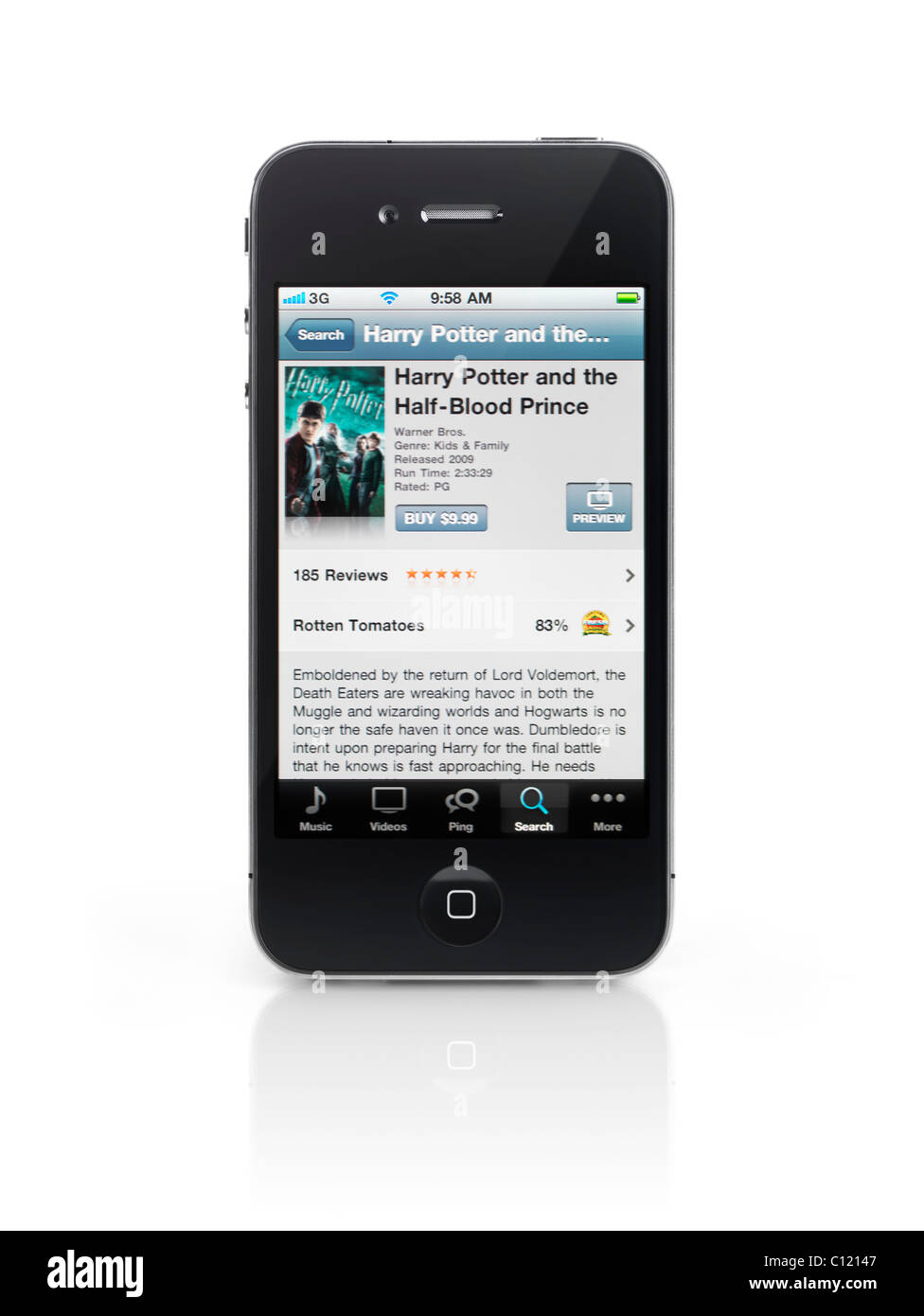 Film Harry Potter à l'iTunes Store sur l'écran de smartphone Apple iPhone 4 isolé sur fond blanc Banque D'Images