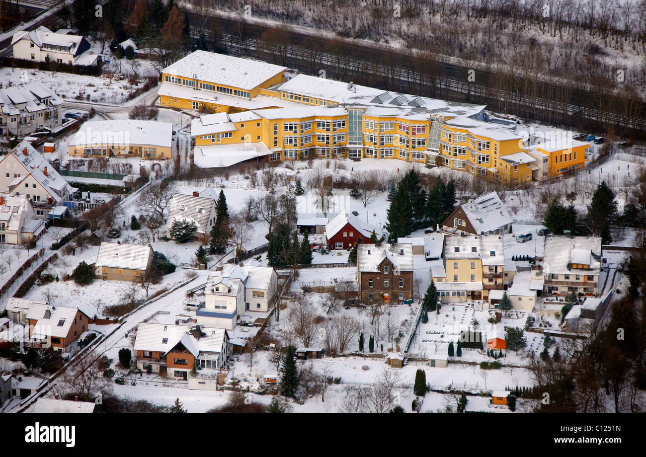 Vue aérienne, Rudolf Steiner Schule école Waldorf, Witten, région de la Ruhr, Nordrhein-Westfalen, Germany, Europe Banque D'Images