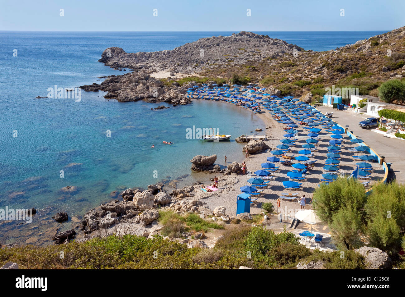 Ladiko Bay, sur la côte est, dans l'île de Rhodes, Grèce, Europe du Sud, Europe Banque D'Images