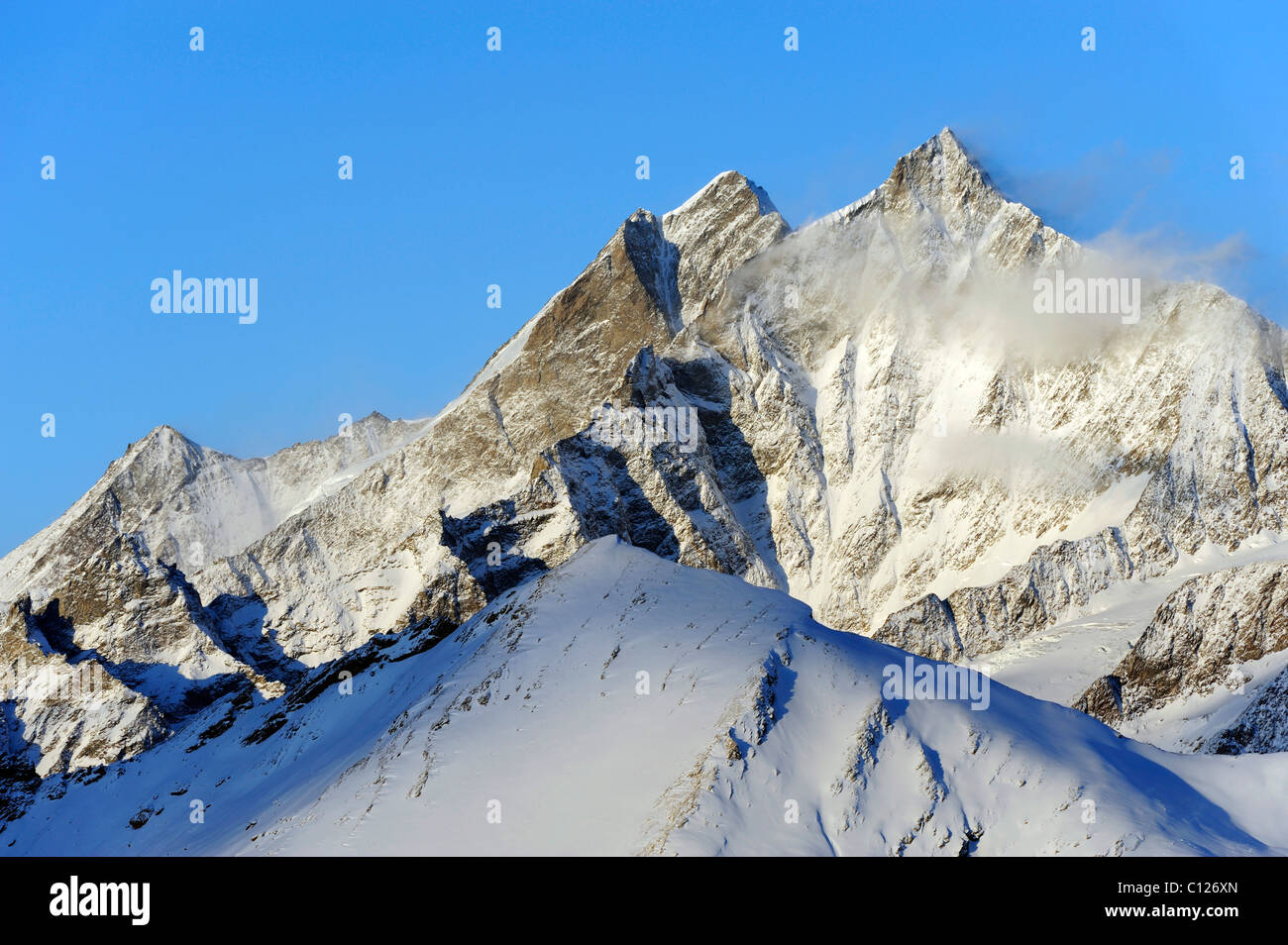 Mt et Mt Taeschhorn Dom, Zermatt, Valais, Suisse, Europe, Europe Banque D'Images