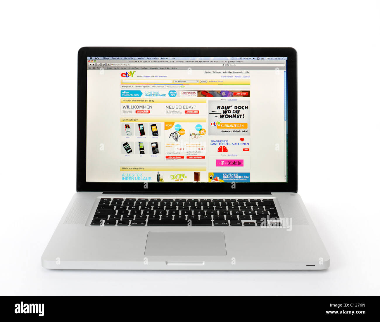 L'écran de l'ordinateur portable, l'enchère eBAY, image symbolique magasinage en ligne Banque D'Images