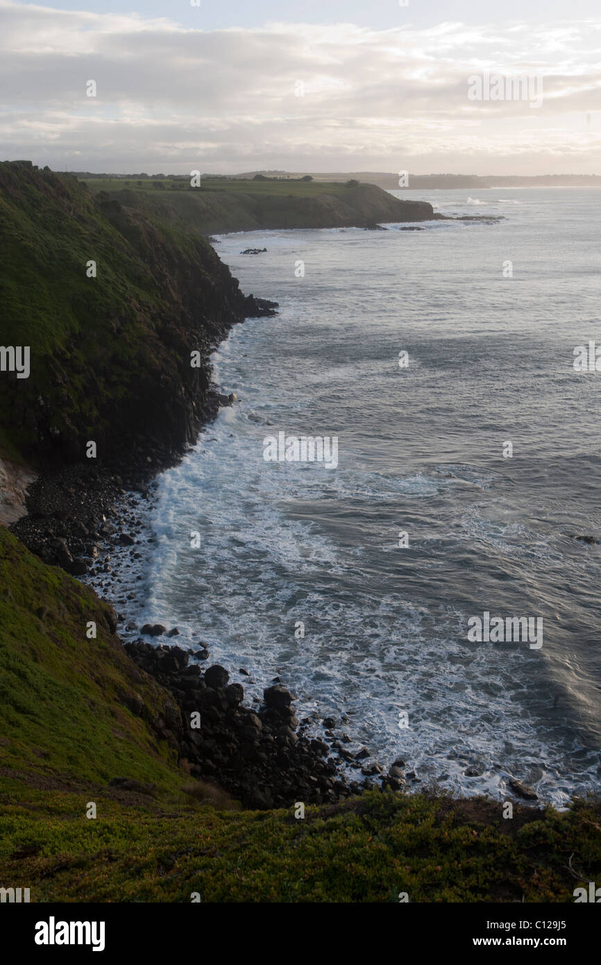 Falaise côtière et l'océan. Phillip Island, Australie. Banque D'Images