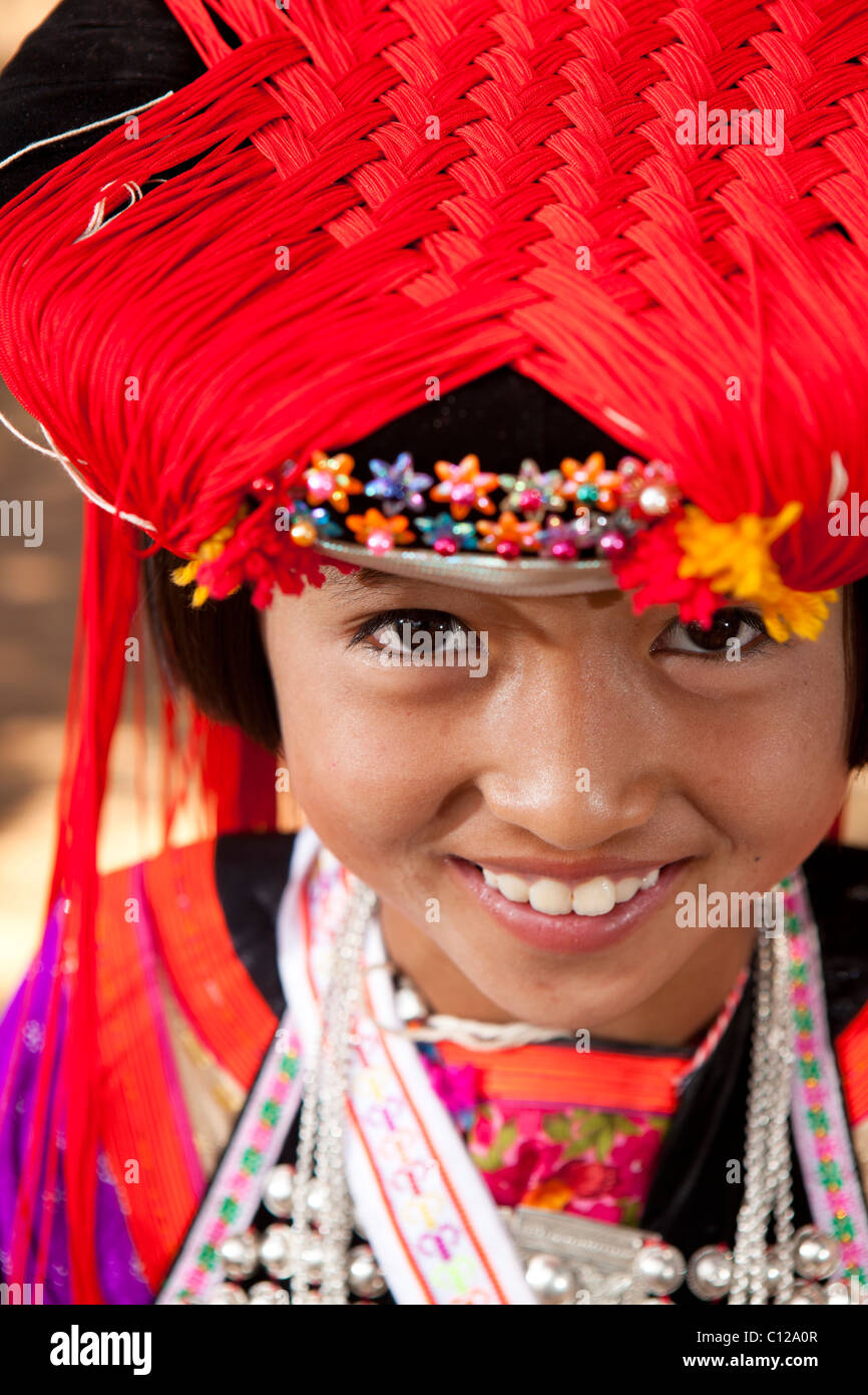 Le nord de la Thaïlande, Lisu girl sourire à la célébration du nouvel an chinois Banque D'Images
