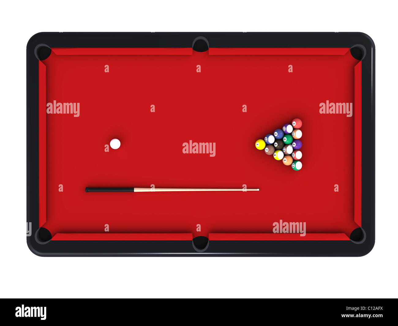Le rendu 3D de la table de billard isolé sur fond blanc Banque D'Images