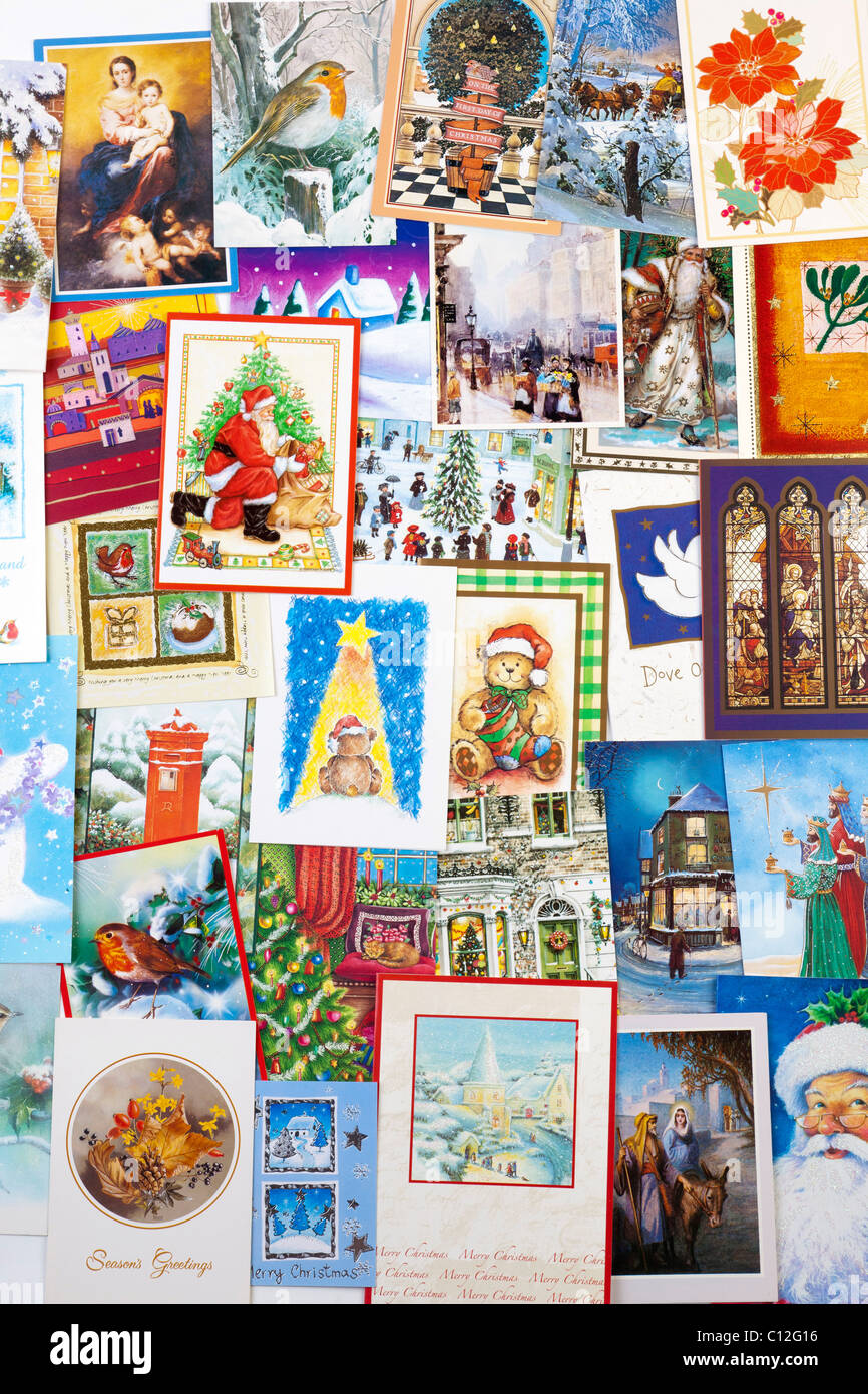 Diverses cartes de Noël Banque D'Images