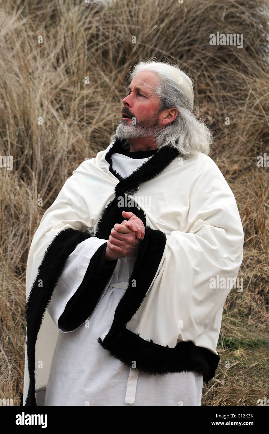 Un acteur jouant St.Piran - le saint patron des mineurs d'étain-dans le rapport annuel de la fête de St Pirans à Rolvenden, Cornwall, UK Banque D'Images