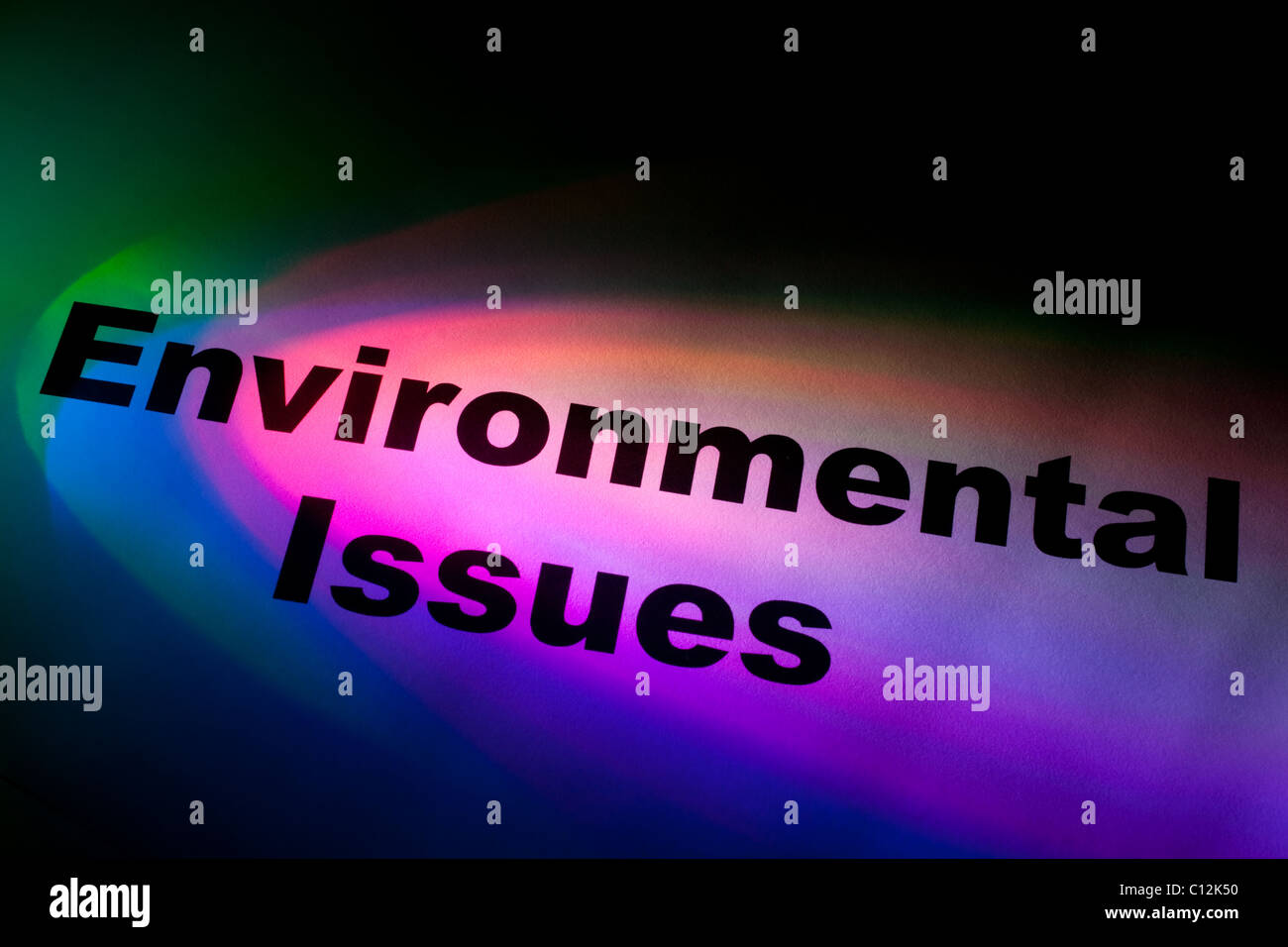 Lumière et couleur mot des questions environnementales pour le fond Banque D'Images