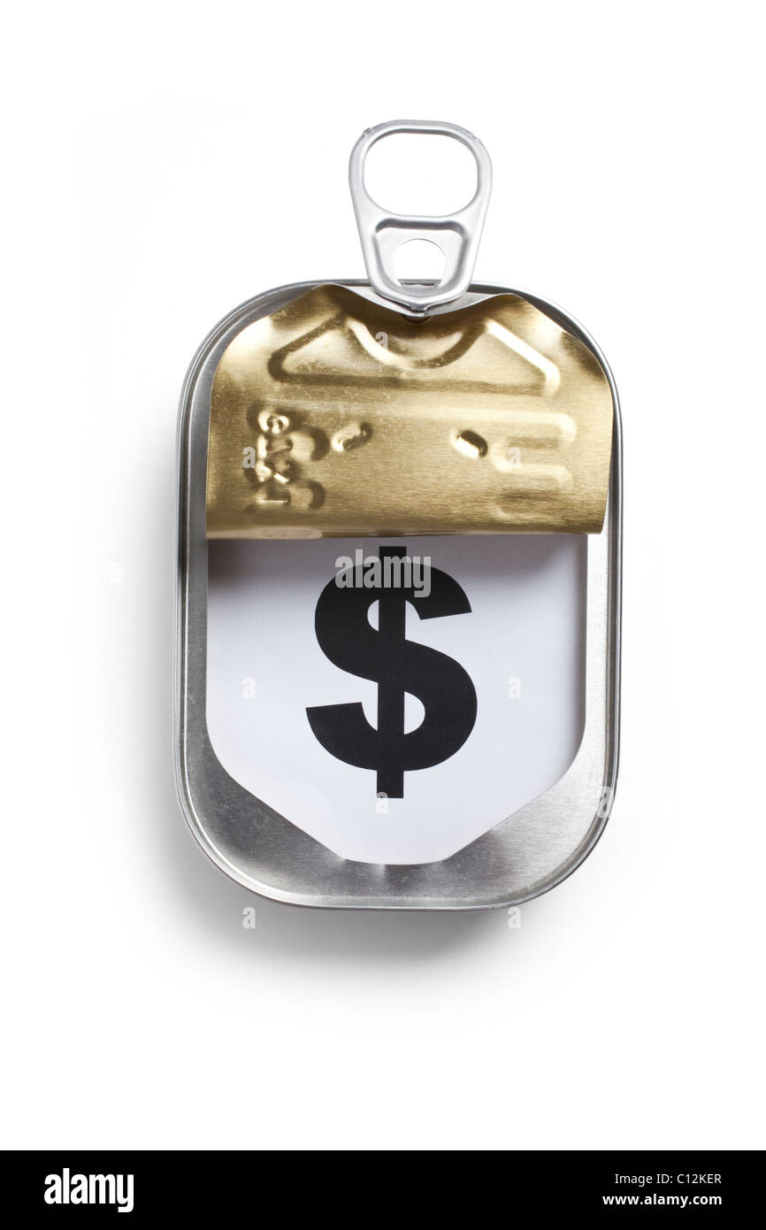 Pouvez et le symbole du dollar, Concept de l'aide financière rapide et facile Banque D'Images