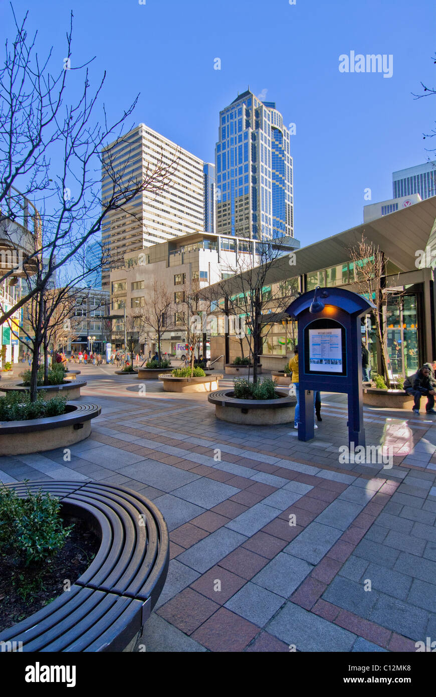 Westlake Center Plaza Seattle Washington USA Banque D'Images