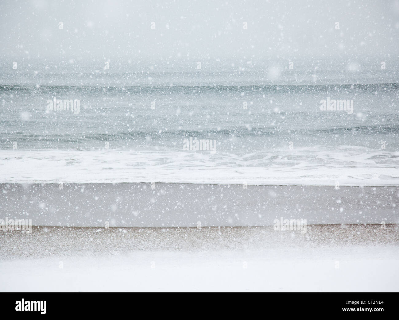 USA, New York State, Rockaway Beach, tempête de neige sur la plage Banque D'Images