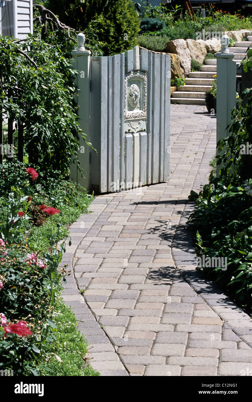 Fait À LA MAIN ET PORTE DU JARDIN JARDIN au Minnesota. Banque D'Images