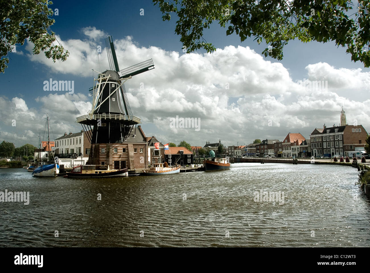 Canal de Haarlem et de Adriaan moulin, Hollande Banque D'Images