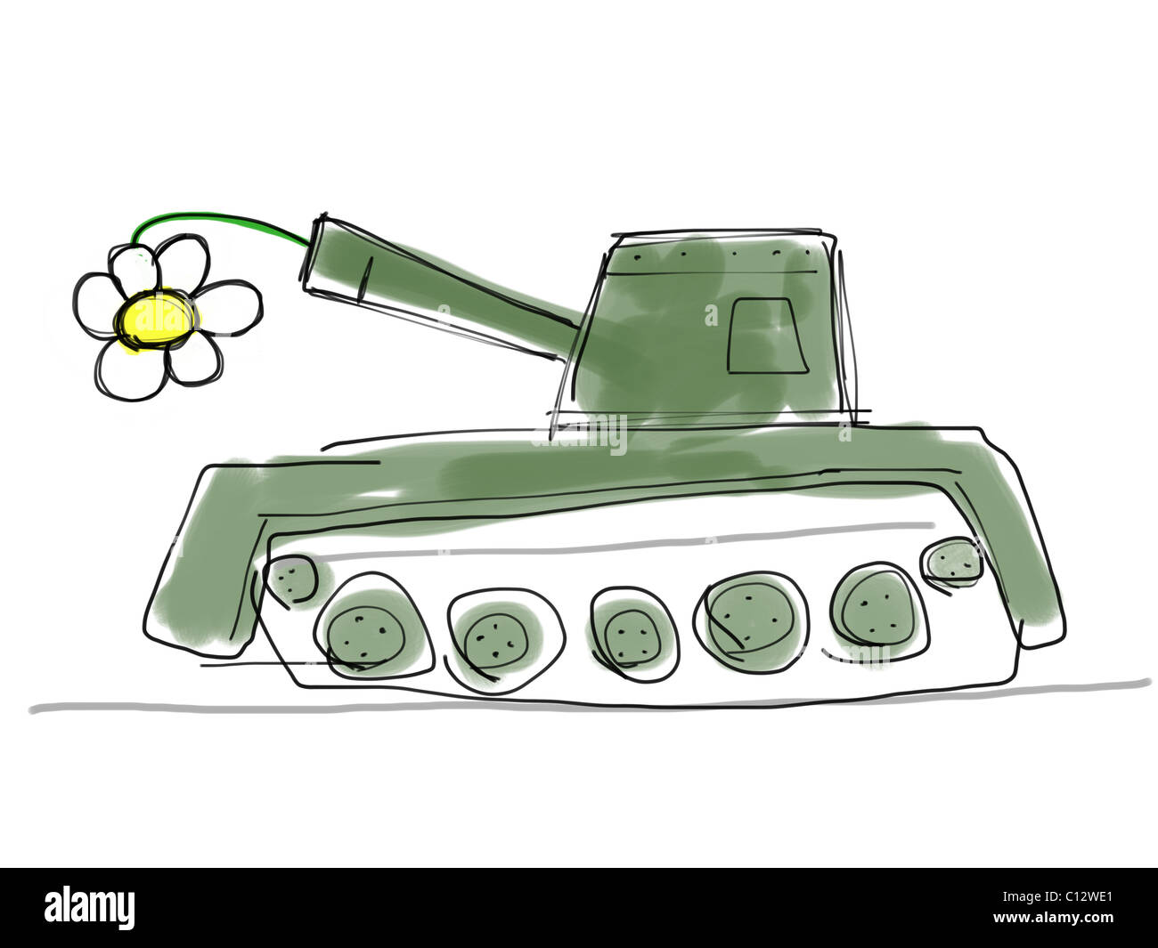 Illustration d'un réservoir avec une fleur en canon Banque D'Images