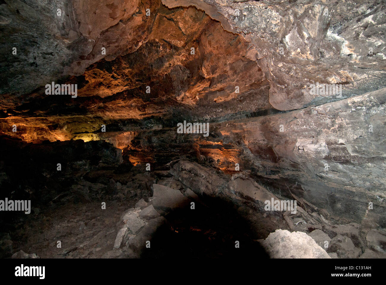 À l'intérieur de grottes en Lanzarote Banque D'Images