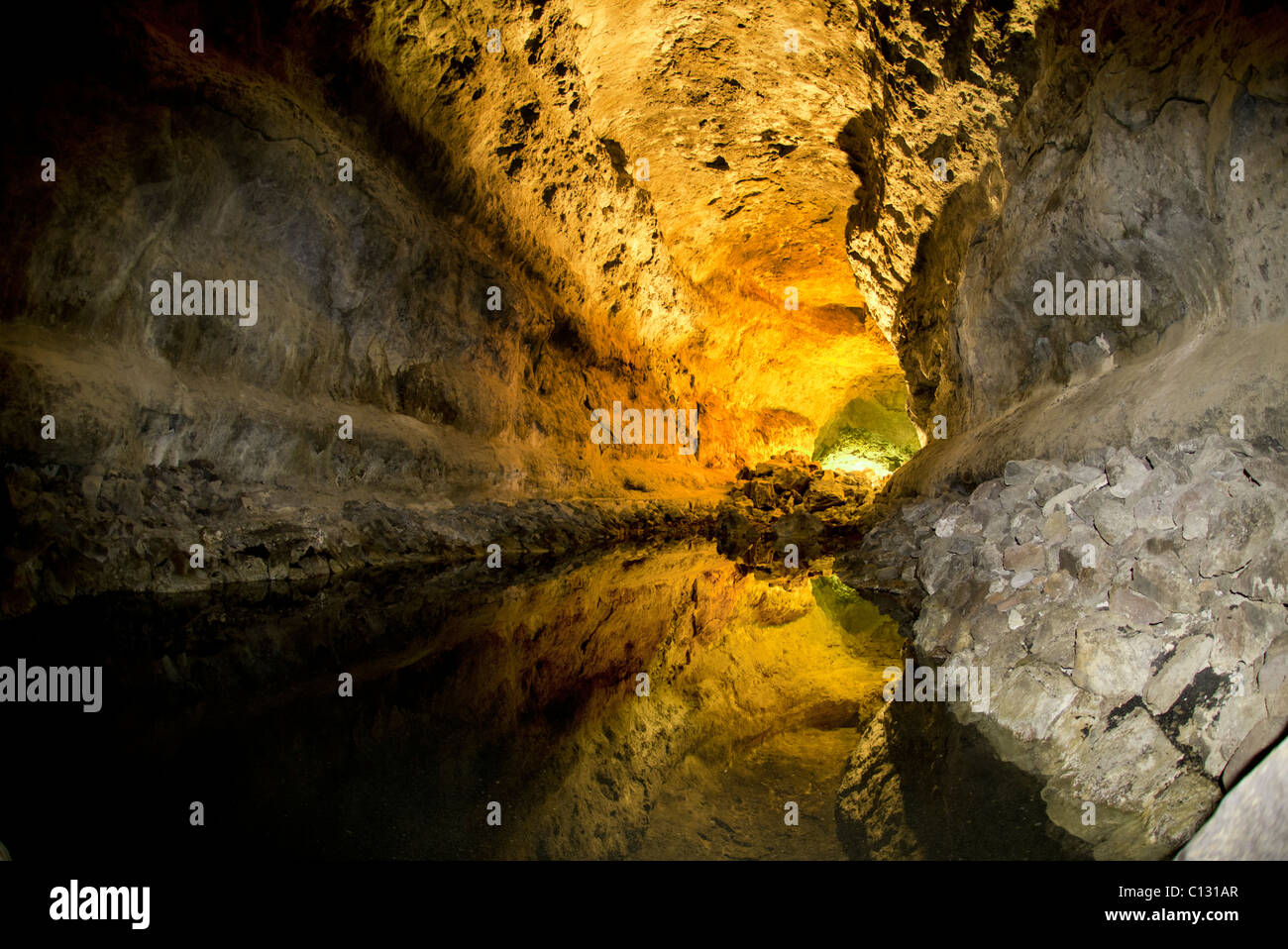 À l'intérieur de grottes en Lanzarote Banque D'Images