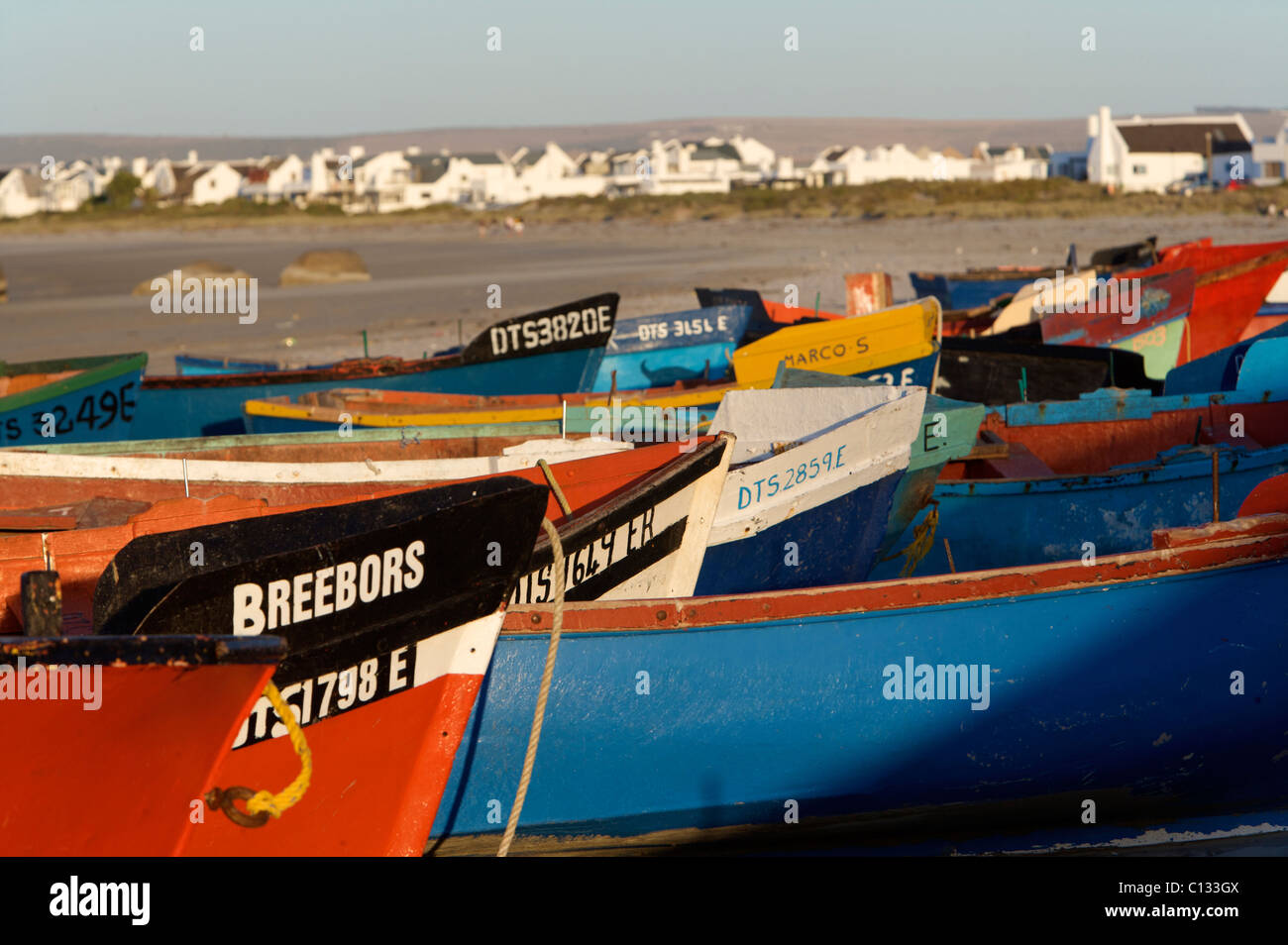 Des bateaux de pêche, Paternoster, Province de Western Cape, Afrique du Sud Banque D'Images