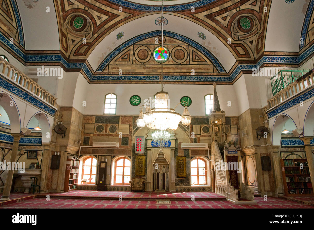 Israël, Acre, intérieur de la mosquée Ahmed Al Jazzar dans la vieille ville d'acre Banque D'Images