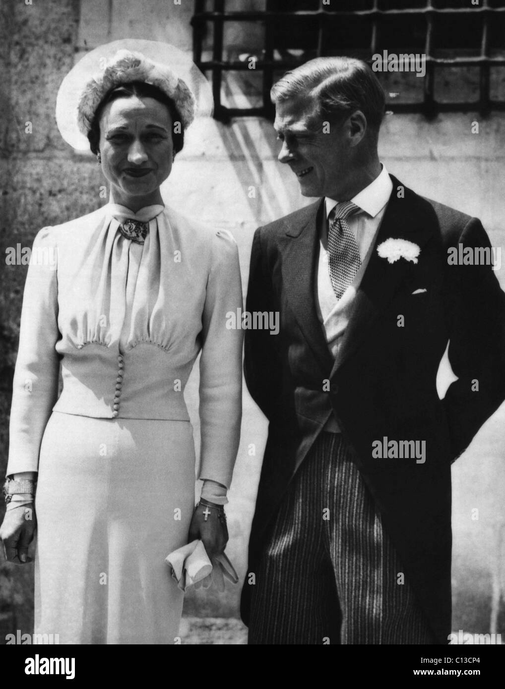 La Duchesse de Windsor, Wallis Simpson et le Prince Edward, duc de Windsor le jour de leur mariage, Chateau de Cande, Monts, France, le 3 juin 1937. Banque D'Images