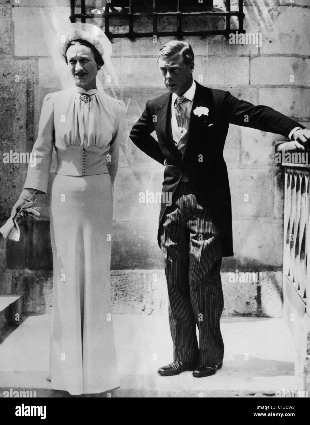 La Duchesse de Windsor, Wallis Simpson et le Prince Edward, duc de Windsor le jour de leur mariage, Chateau de Cande, Monts, France, le 3 juin 1937. Banque D'Images