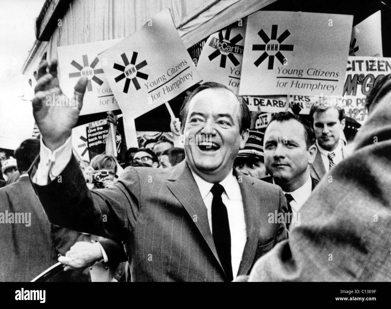 Hubert Humphrey des campagnes pour la présidence, Chicago, IL, 08-19-1968. Banque D'Images