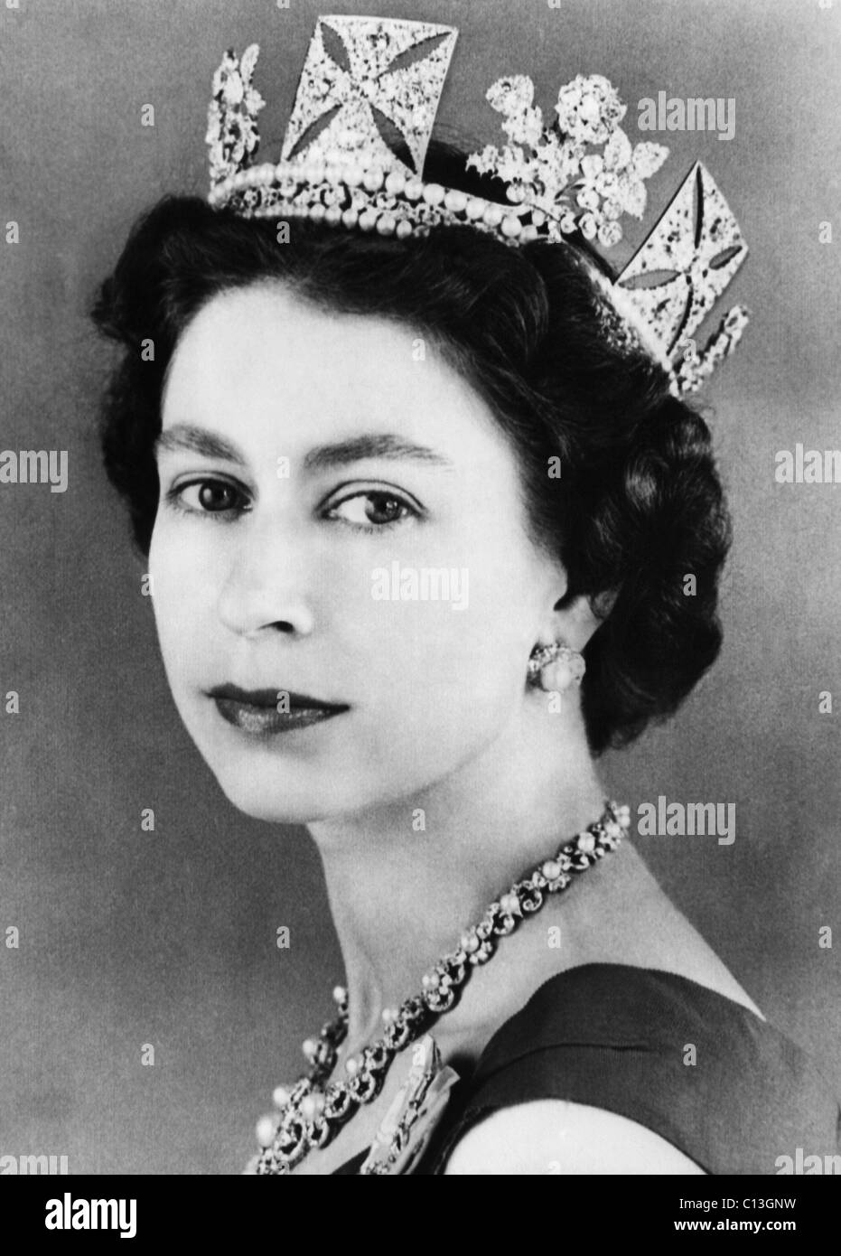 La Couronne britannique. La reine Elizabeth II d'Angleterre, vers le milieu des années 1950. Banque D'Images