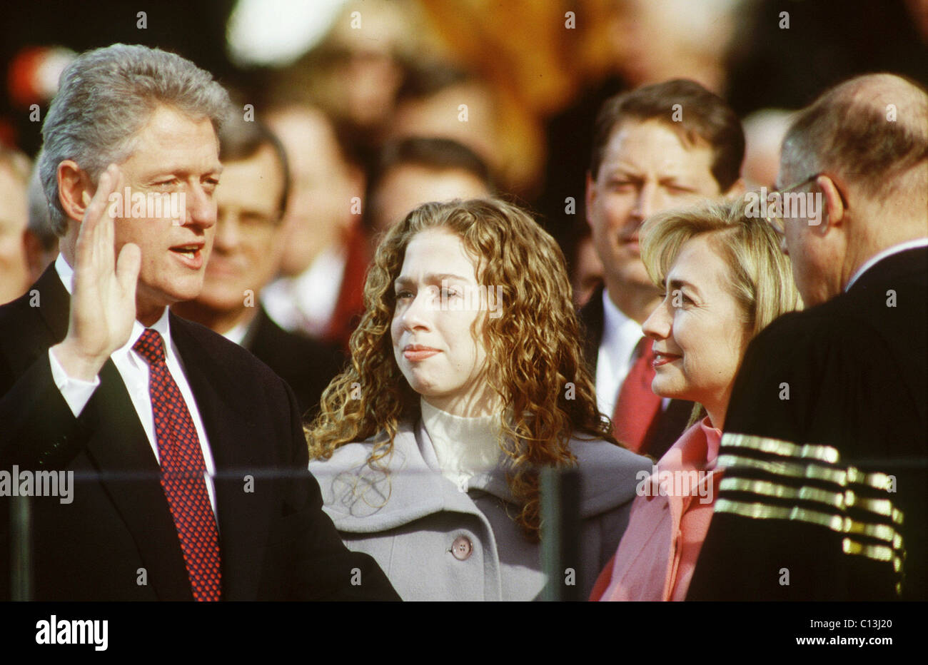 BILL CLINTON, Chelsea Clinton, et Hillary Clinton. 1997 Inauguration Banque D'Images