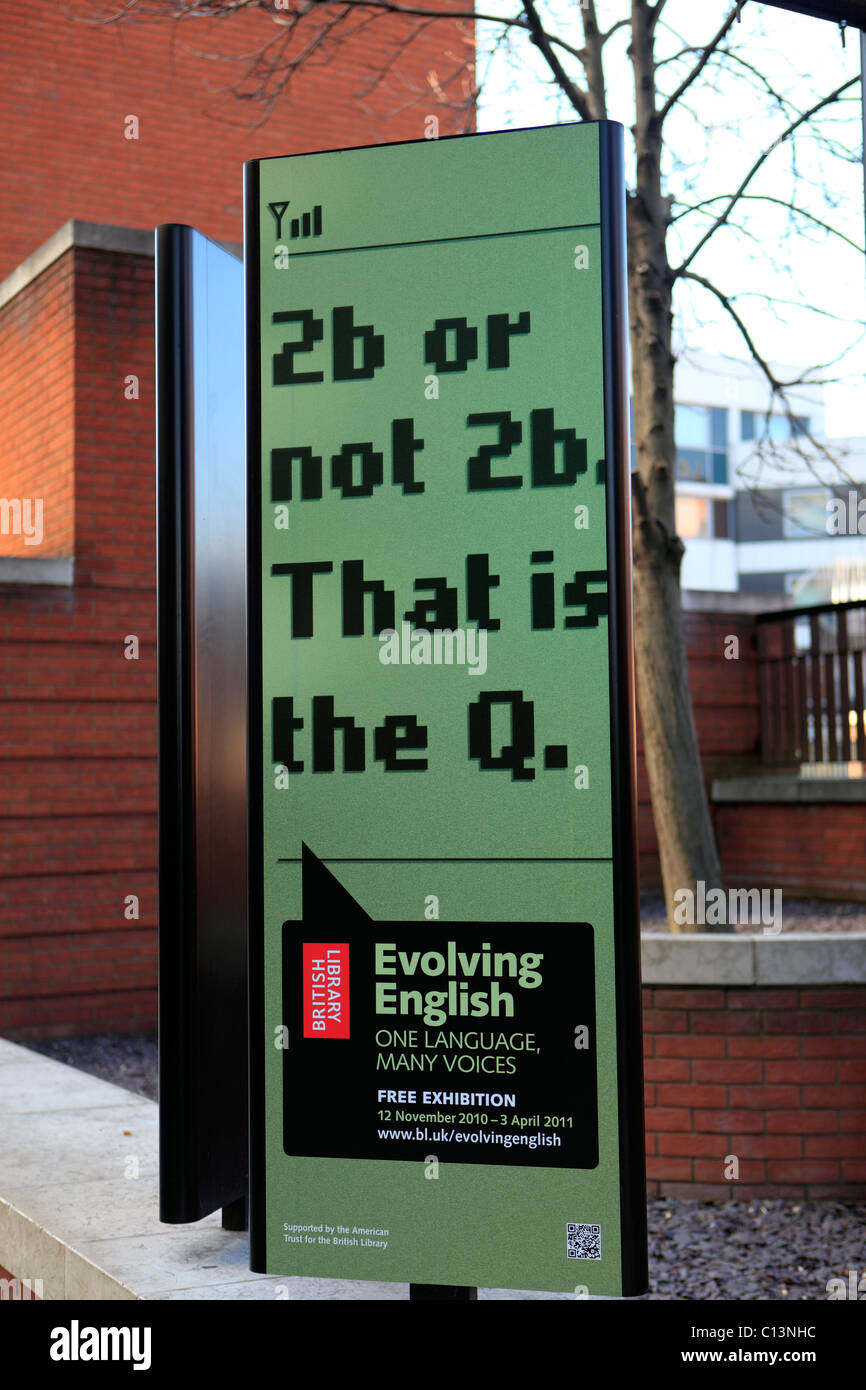United Kingdom London Euston road la British Library publicité affiches d'une exposition Banque D'Images