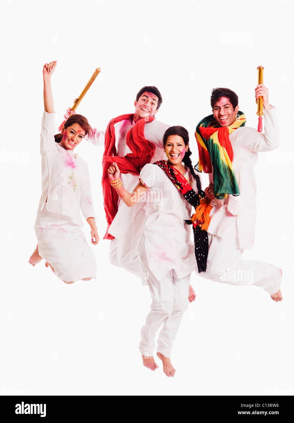 Les amis de célébrer Holi Banque D'Images