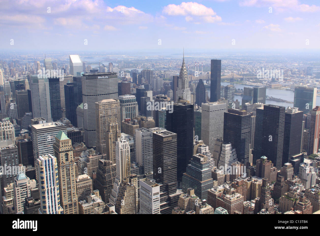 Avis de dans et autour de l'Empire State Building, Manhattan, New York, USA Banque D'Images