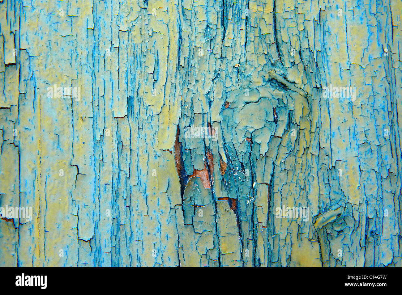 L'écaillage de la peinture bleu fond close up Banque D'Images